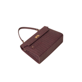 Maroon Textured Faux Leather Handbag with Strap