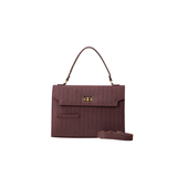 Maroon Textured Faux Leather Handbag with Strap