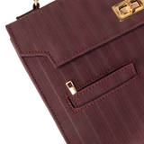 Maroon Textured Faux Leather Handbag with Strap