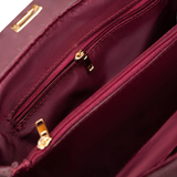 Maroon Textured Faux Leather Handbag with Strap