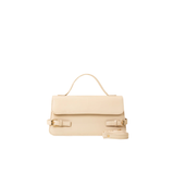 Fawn Structured Faux Leather Handbag with Flap Closure
