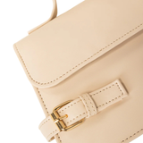 Fawn Structured Faux Leather Handbag with Flap Closure