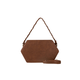 Dark Brown Geometric Faux Leather Handbag