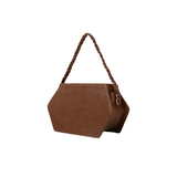 Dark Brown Geometric Faux Leather Handbag