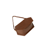 Dark Brown Geometric Faux Leather Handbag