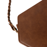 Dark Brown Geometric Faux Leather Handbag