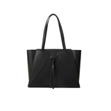 Black Structured Faux Leather Tote Bag