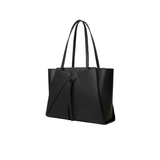Black Structured Faux Leather Tote Bag