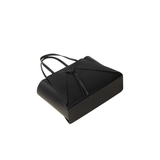 Black Structured Faux Leather Tote Bag