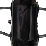 Black Structured Faux Leather Tote Bag