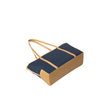 Navy Two-Tone Canvas Tote Bag with Zipper