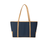Navy Two-Tone Canvas Tote Bag with Zipper