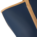 Navy Two-Tone Canvas Tote Bag with Zipper