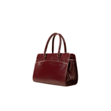 Maroon Structured Faux Leather Tote Bag with Strap