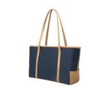 Navy Two-Tone Canvas Tote Bag with Zipper